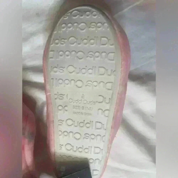 Cuddl Duds Girls Cozy Slippers Size Small 1-2 Pink Stars - Picture 3 of 3